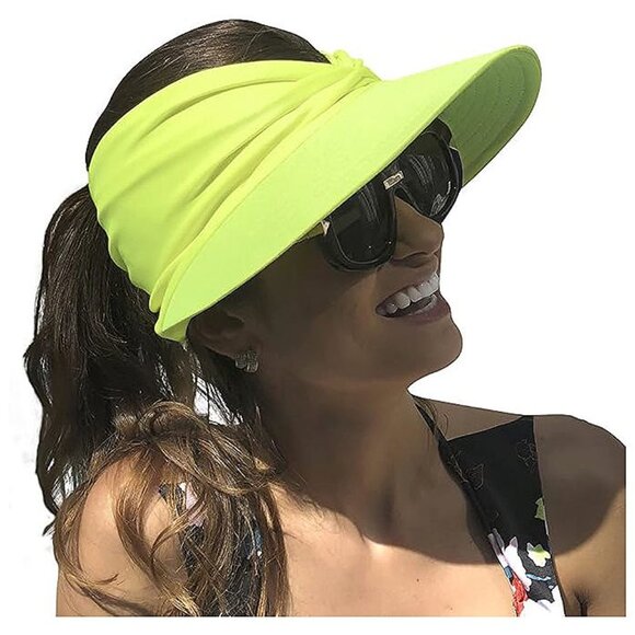 Womens Sun Visor Hat Wide Brim Summer UPF 50+ UV Protection Beach Sport Cap - Picture 2 of 7